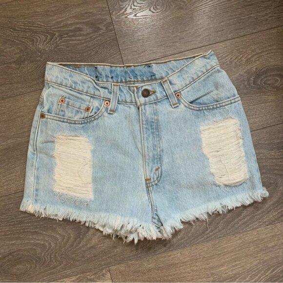 Levi's Thrasher Jorts Jean Shorts Denim Distressed Cutoffs 12th tribe light wash - Picture 5 of 15